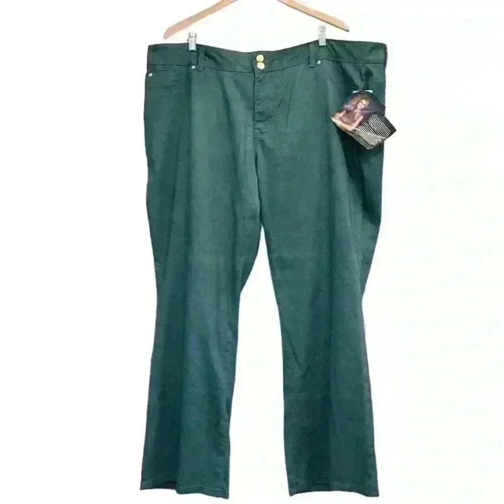 🌈 6/$60, NWT Iman Tummy Control Straight Leg Zip Fly Slacks Pants Teal Blue 24W